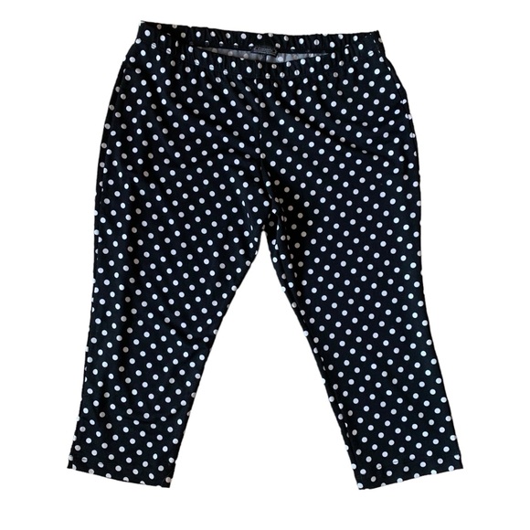 Vintage Clientele M made in Canada stretchy black white polka dot clam diggers - Picture 1 of 4